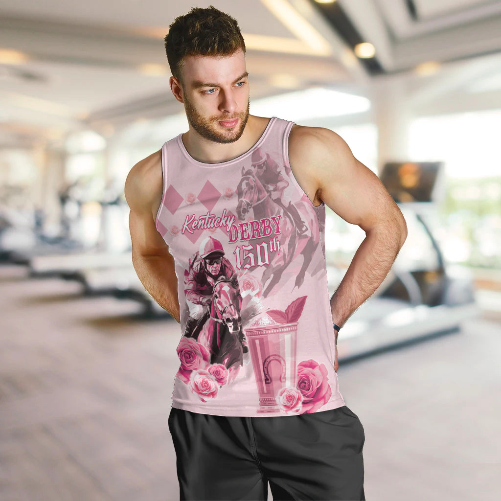 Personalized Kentucky Horse Racing Men Tank Top 150th Anniversary Mint Julep Pink Version LT05 - Wonder Print Shop