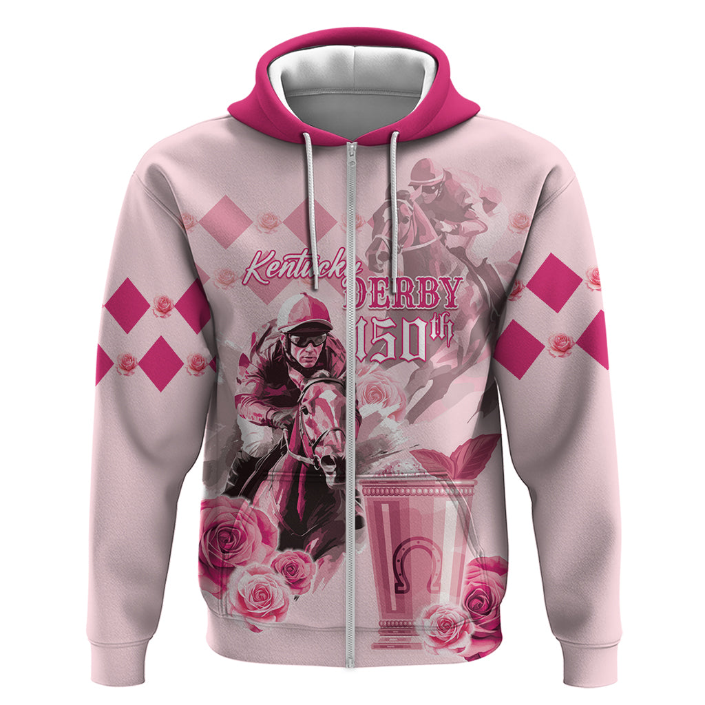 Personalized Kentucky Horse Racing Zip Hoodie 150th Anniversary Mint Julep Pink Version LT05 - Wonder Print Shop