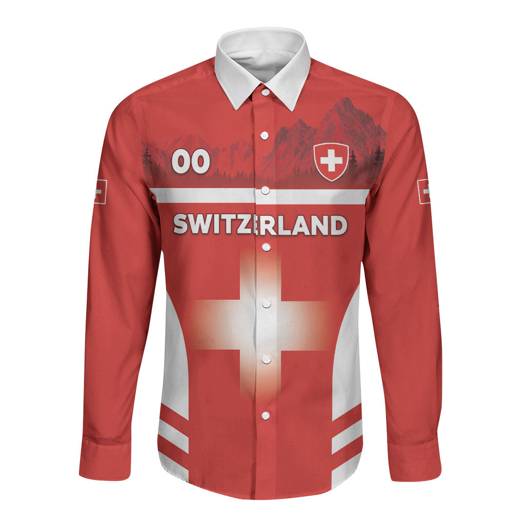 Custom Switzerland Football 2026 Long Sleeve Button Shirt Swiss Alps Special Style