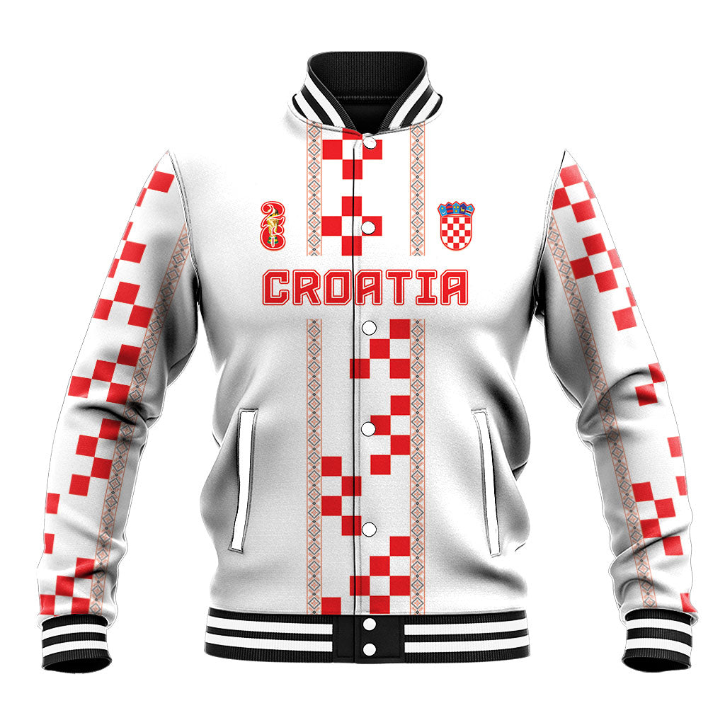 Custom Croatia Football 2026 Baseball Jacket Hrvatska Vatreni Checkerboard Style