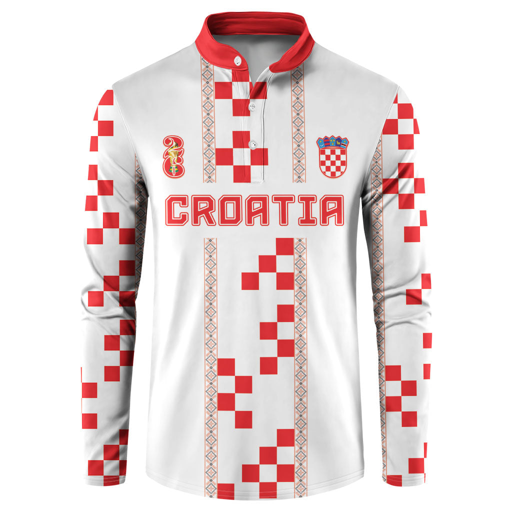 Custom Croatia Football 2026 Button Sweatshirt Hrvatska Vatreni Checkerboard Style