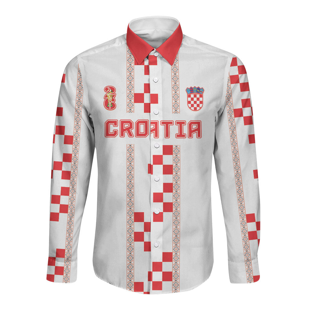 Custom Croatia Football 2026 Long Sleeve Button Shirt Hrvatska Vatreni Checkerboard Style