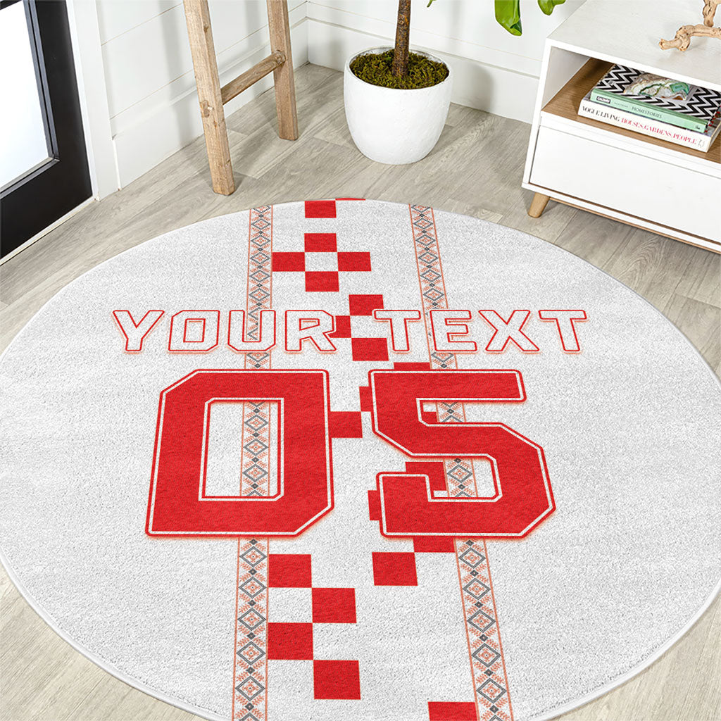 Custom Croatia Football 2026 Round Carpet Hrvatska Vatreni Checkerboard Style