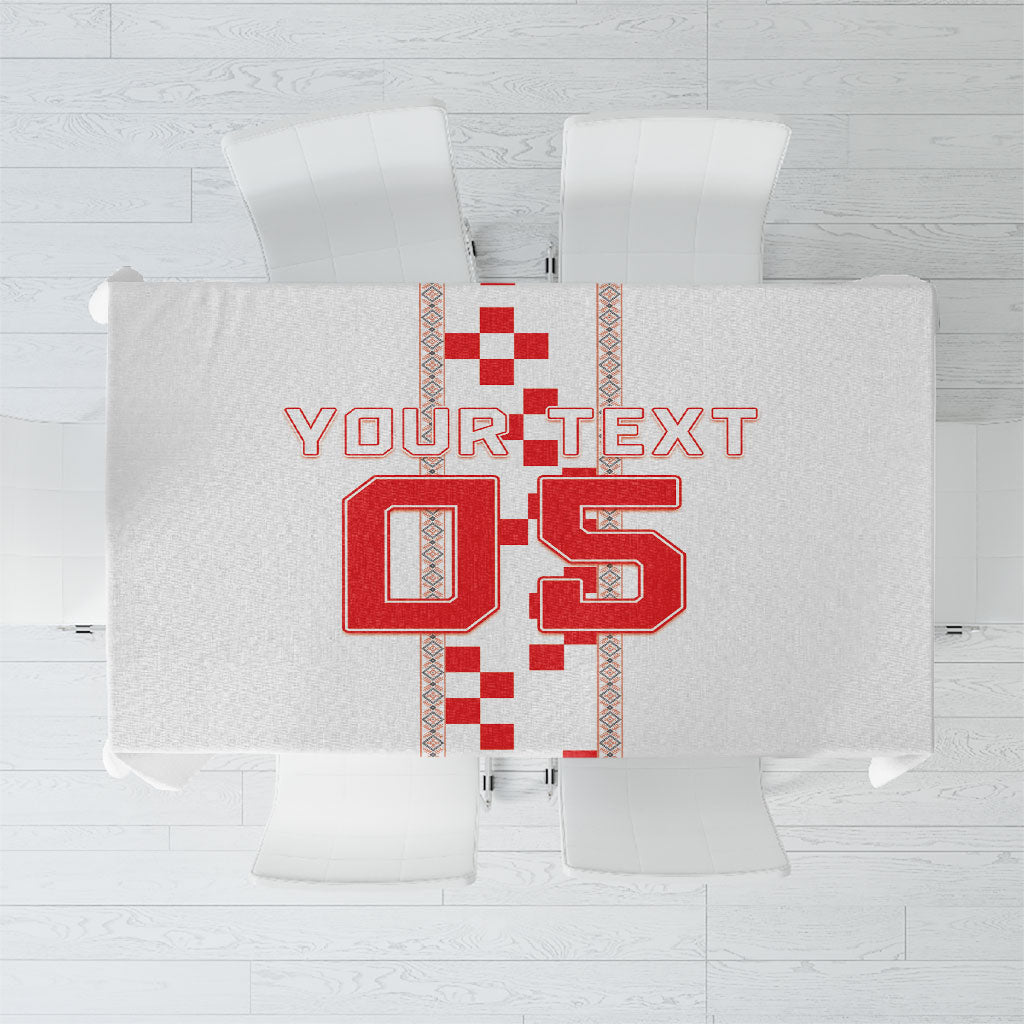 Custom Croatia Football 2026 Tablecloth Hrvatska Vatreni Checkerboard Style