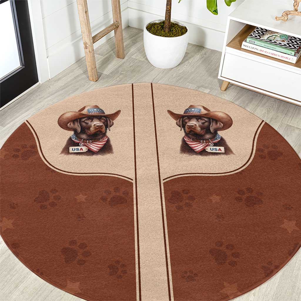 Cowdog Round Carpet Cowboy Patriotic Labrador Western Yoke - Wonder Print Shop