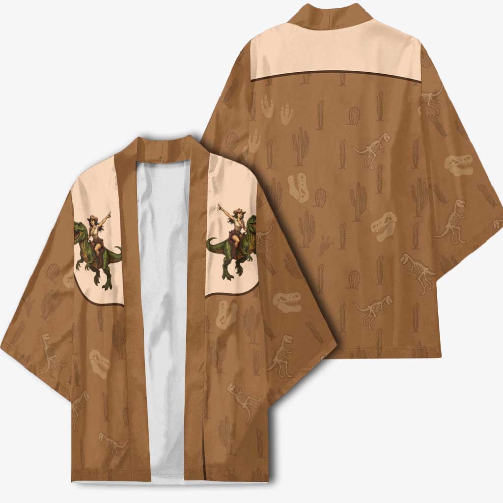 Cowgirl Dinosaur Kimono Retro Western Yoke - Wonder Print Shop