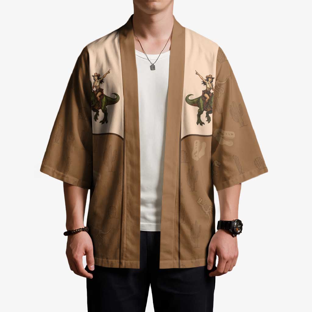 Cowgirl Dinosaur Kimono Retro Western Yoke - Wonder Print Shop