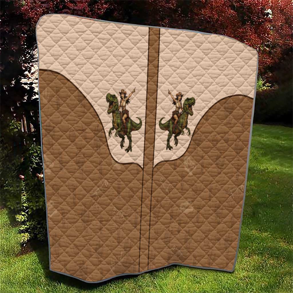 Cowgirl Dinosaur Quilt Retro Western Yoke - Wonder Print Shop