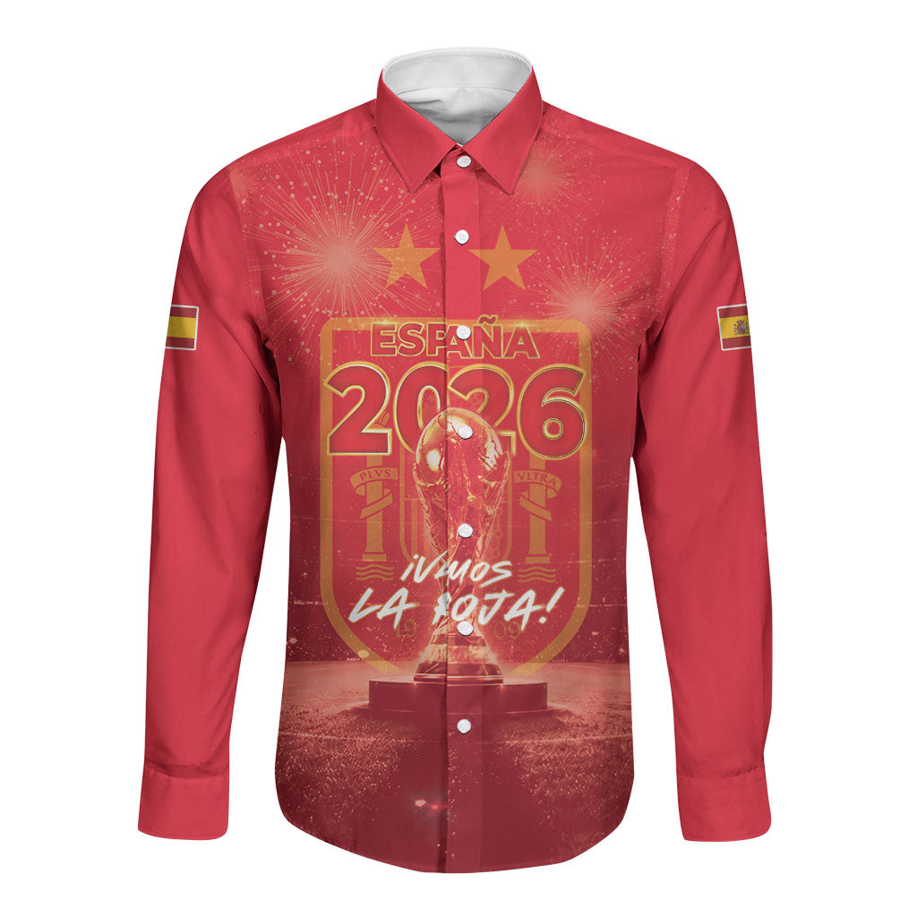 Custom World Football 2026 Spain Long Sleeve Button Shirt iVamos La Roja