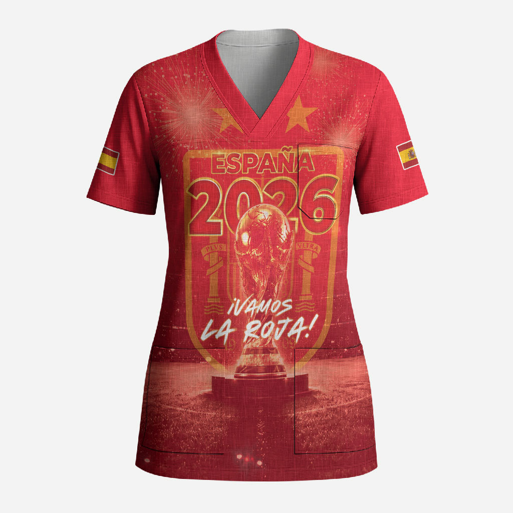 Custom World Football 2026 Spain Scrub Top iVamos La Roja