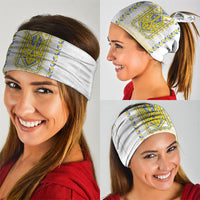 Ukrainian Tryzub Neck Gaiter Vyshyvanka Inspired Patterns White