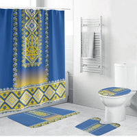 Ukrainian Tryzub Bathroom Set Vyshyvanka Inspired Patterns Blue