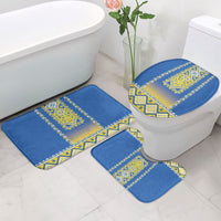 Ukrainian Tryzub Bathroom Set Vyshyvanka Inspired Patterns Blue