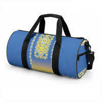 Ukrainian Tryzub Duffle Bag Vyshyvanka Inspired Patterns Blue