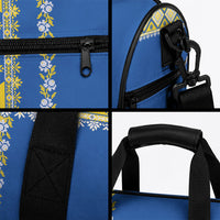 Ukrainian Tryzub Duffle Bag Vyshyvanka Inspired Patterns Blue