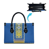 Ukrainian Tryzub Leather Bag Vyshyvanka Inspired Patterns Blue