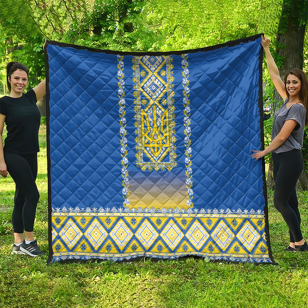 Ukrainian Tryzub Quilt Vyshyvanka Inspired Patterns Blue