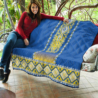 Ukrainian Tryzub Quilt Vyshyvanka Inspired Patterns Blue