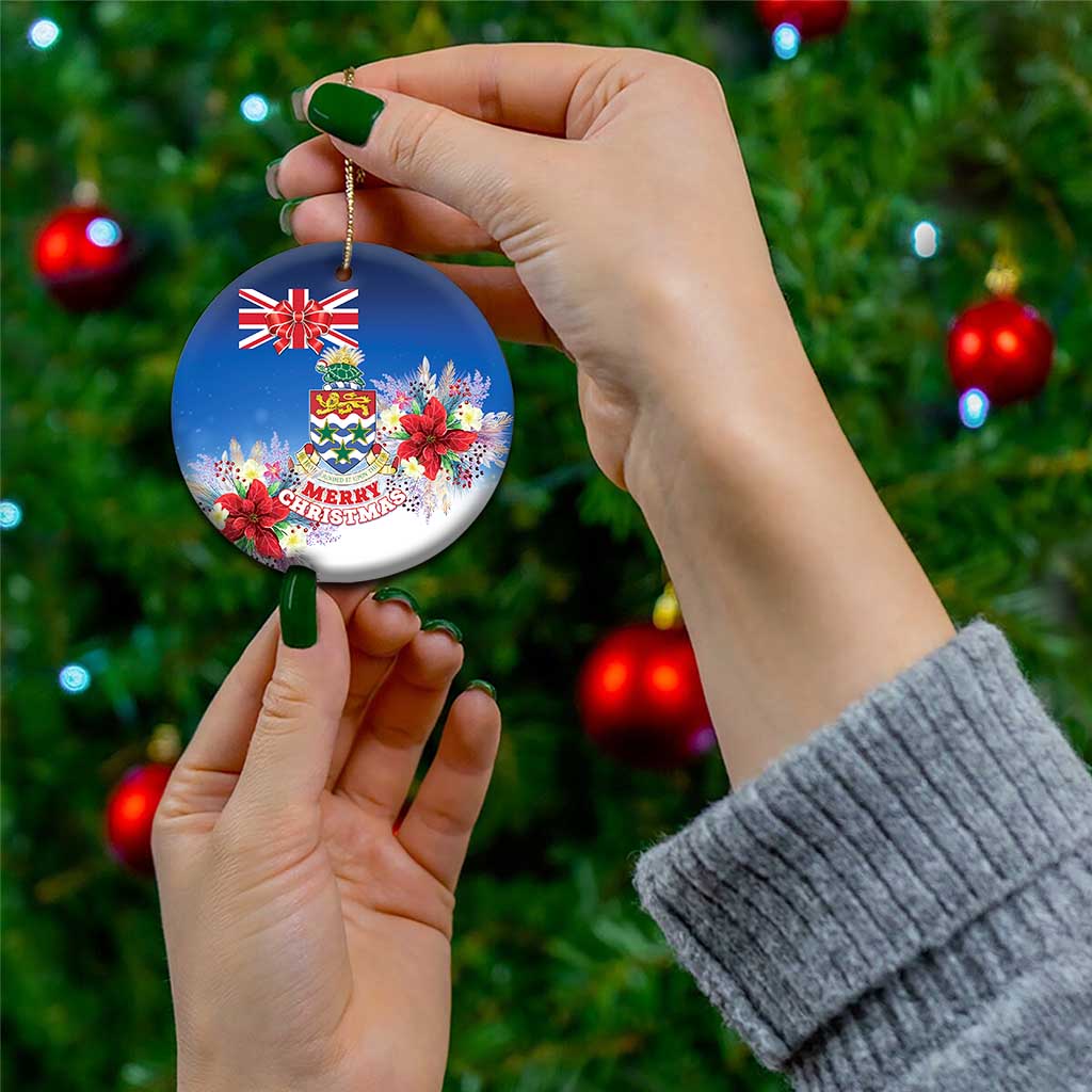 Cayman Islands Christmas Ceramic Ornament Coquette Bow Xmas Vibe - Wonder Print Shop