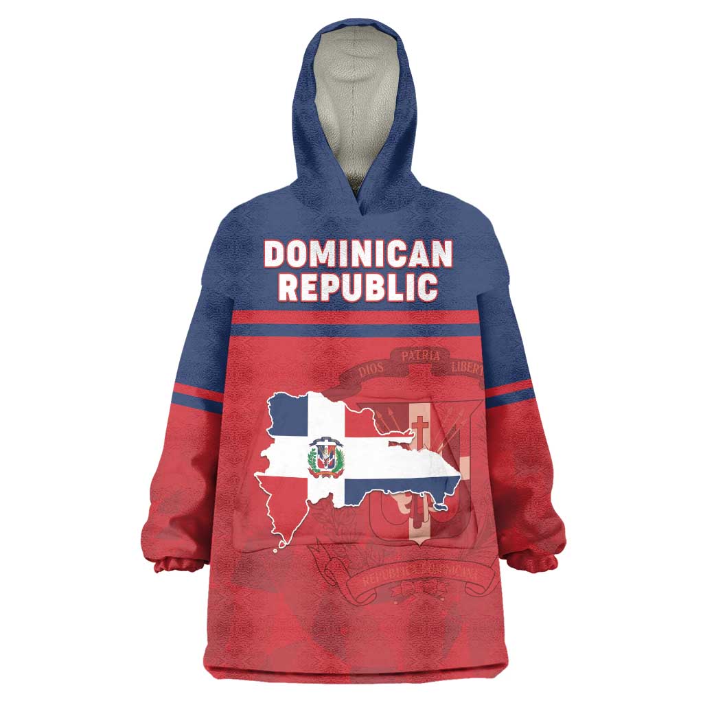 Personalized Dominican Republic Wearable Blanket Hoodie Dominicana Flag Map