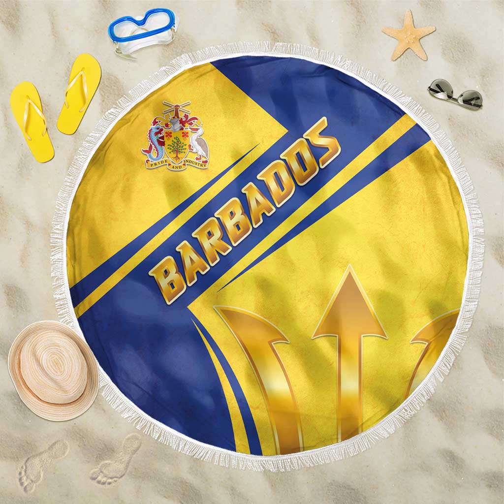 Barbados Gold Trident Beach Blanket With Coat Of Arms