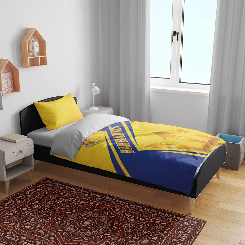 Barbados Gold Trident Bedding Set With Coat Of Arms