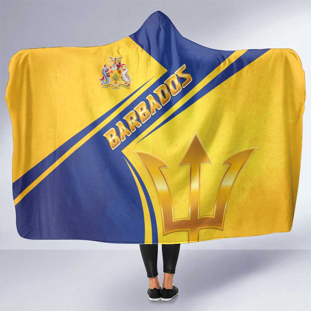 Barbados Gold Trident Hooded Blanket With Coat Of Arms