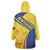 Barbados Gold Trident Wearable Blanket Hoodie With Coat Of Arms