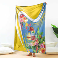 Aruba Blanket Coat Of Arms With Tropical Flowers