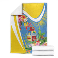 Aruba Blanket Coat Of Arms With Tropical Flowers