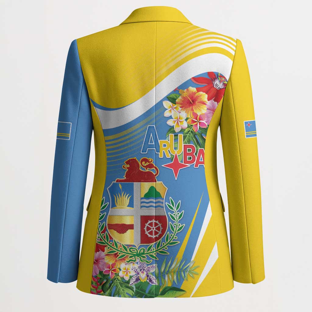 Aruba Blazer Coat Of Arms With Tropical Flowers