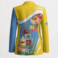 Aruba Blazer Coat Of Arms With Tropical Flowers