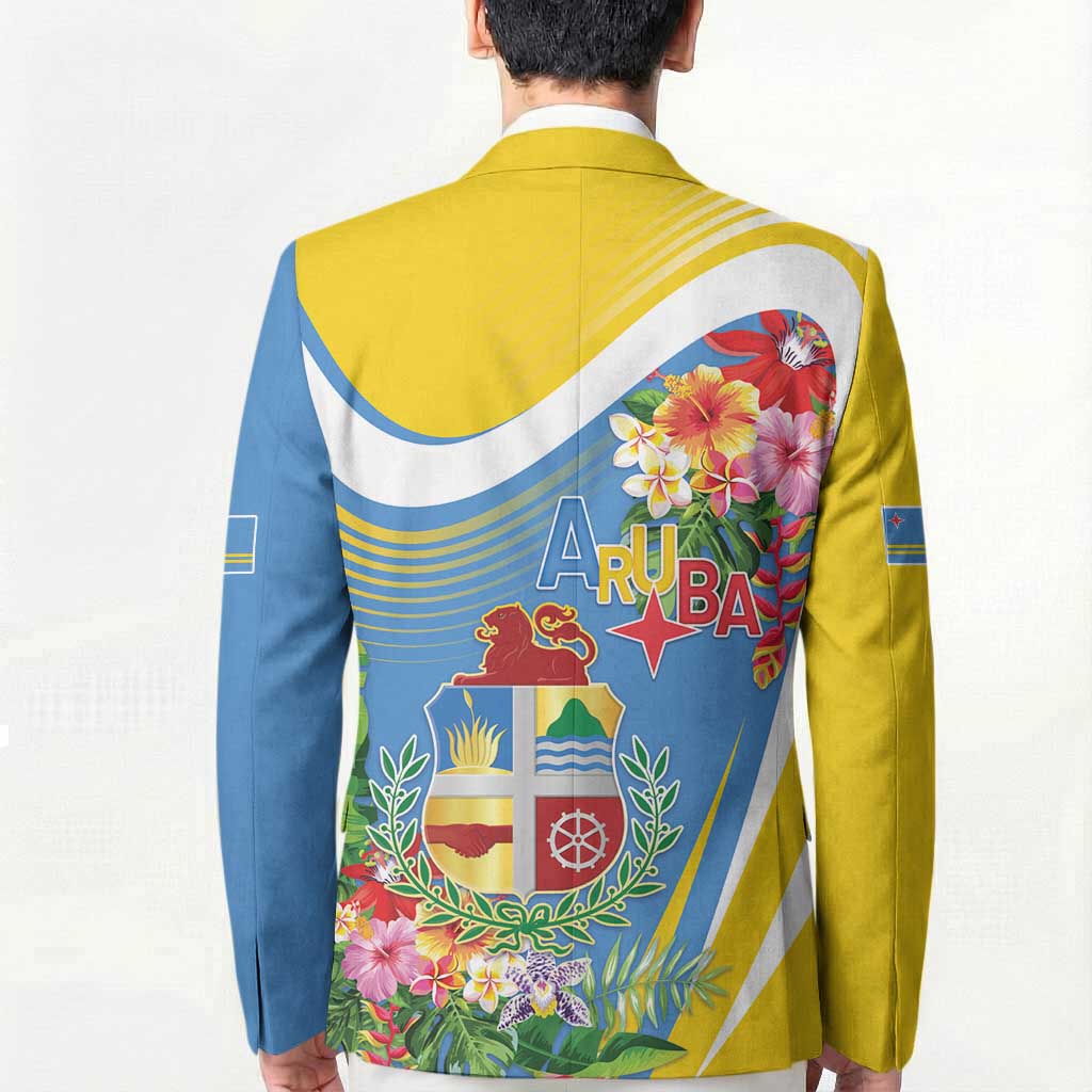 Aruba Blazer Coat Of Arms With Tropical Flowers