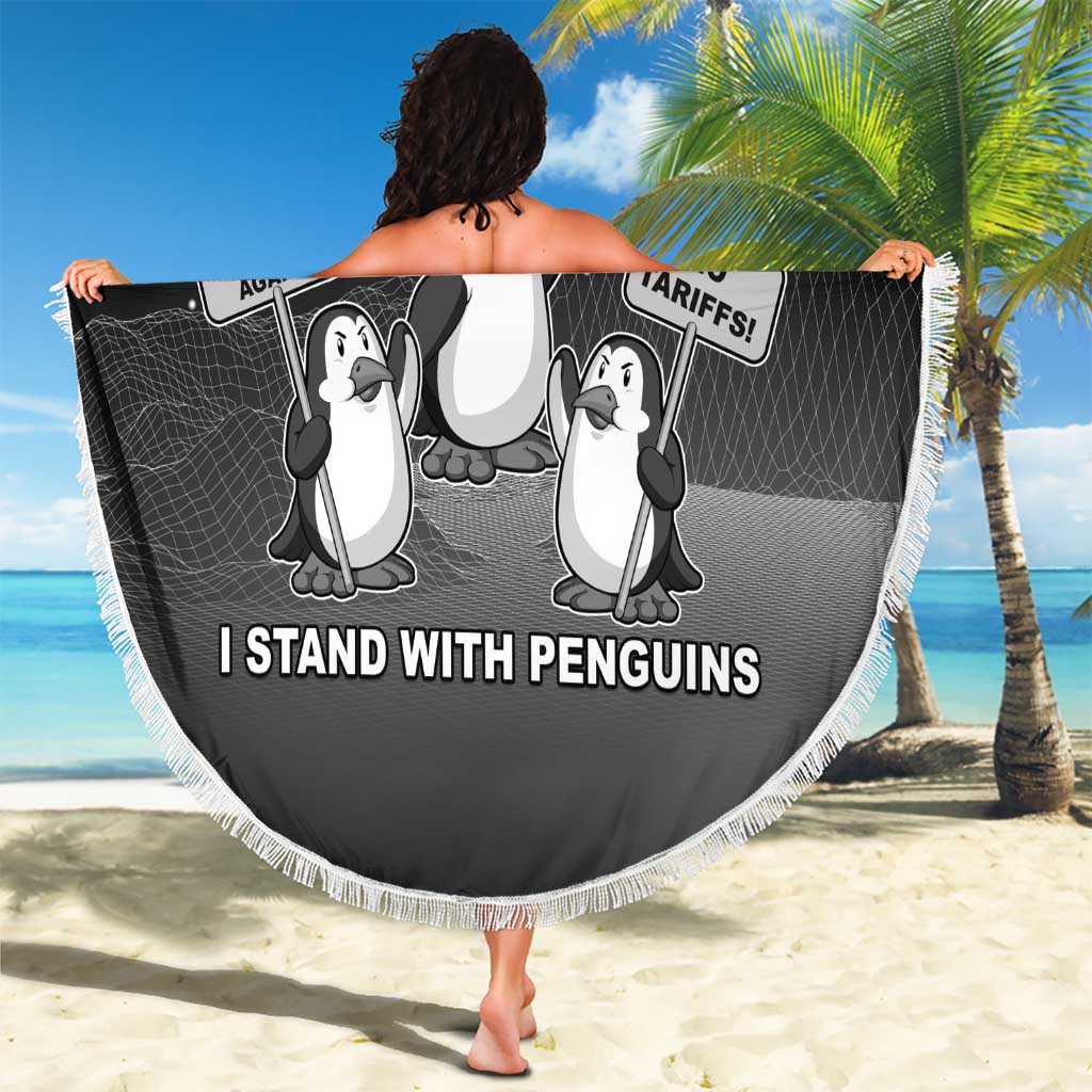 Funny Penguin Resist Beach Blanket Flippers Up I Stand With Penguins