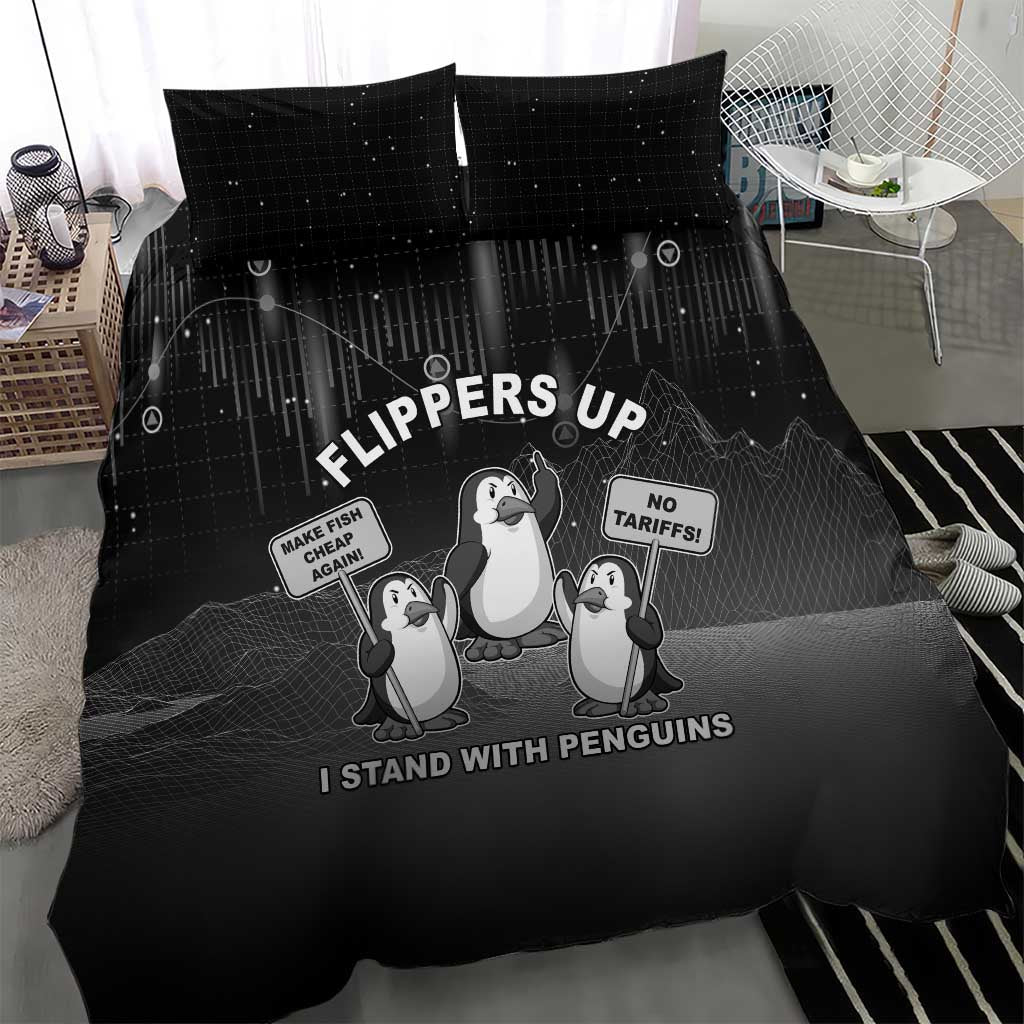 Funny Penguin Resist Bedding Set Flippers Up I Stand With Penguins