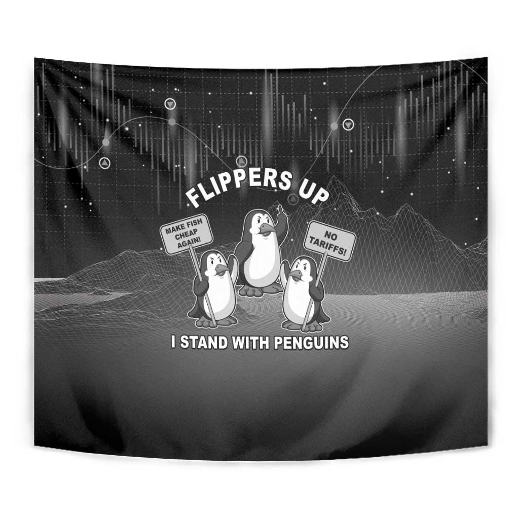 Funny Penguin Resist Tapestry Flippers Up I Stand With Penguins
