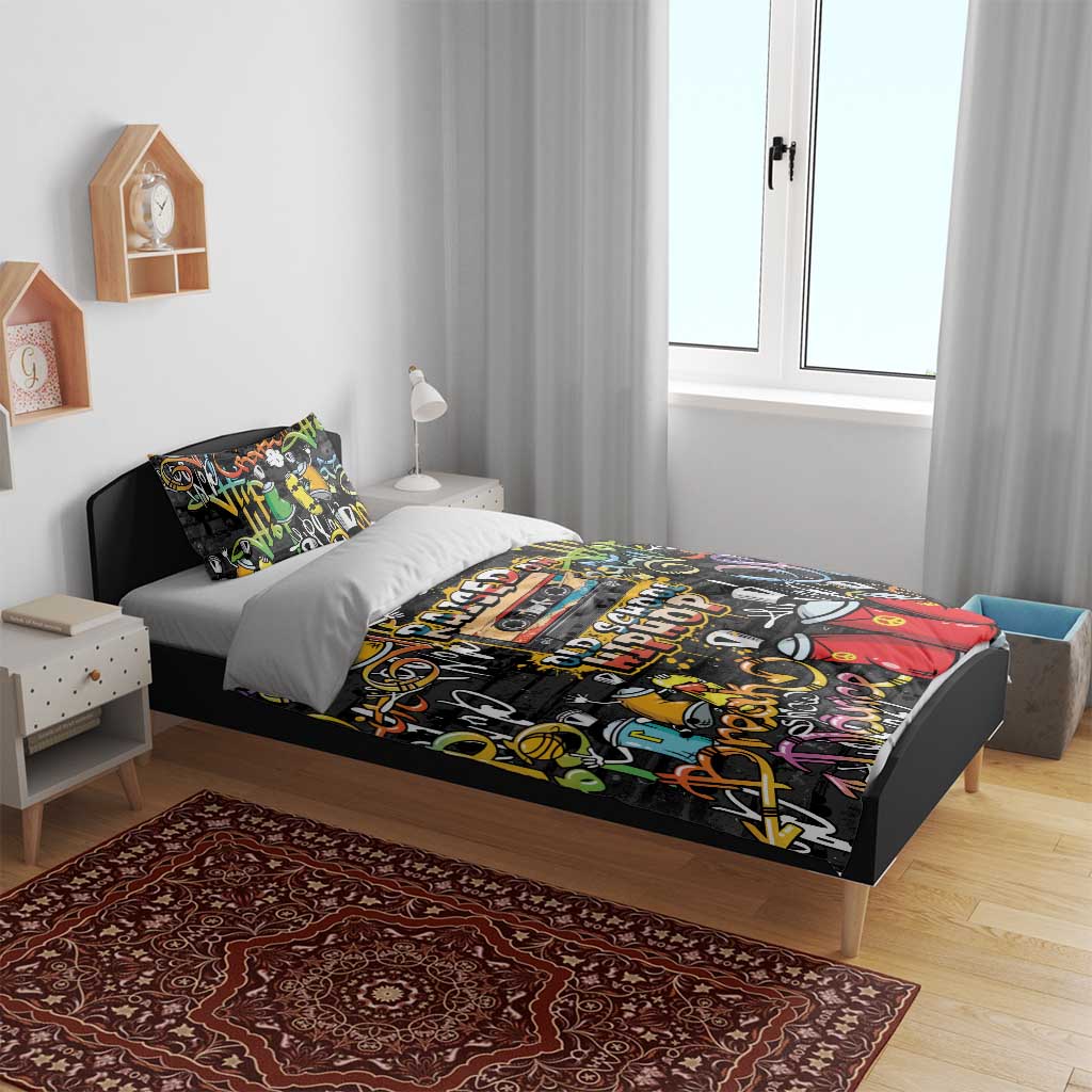Raised On Hip Hop Bedding Set Graffiti Art Style - Wonder Print Shop