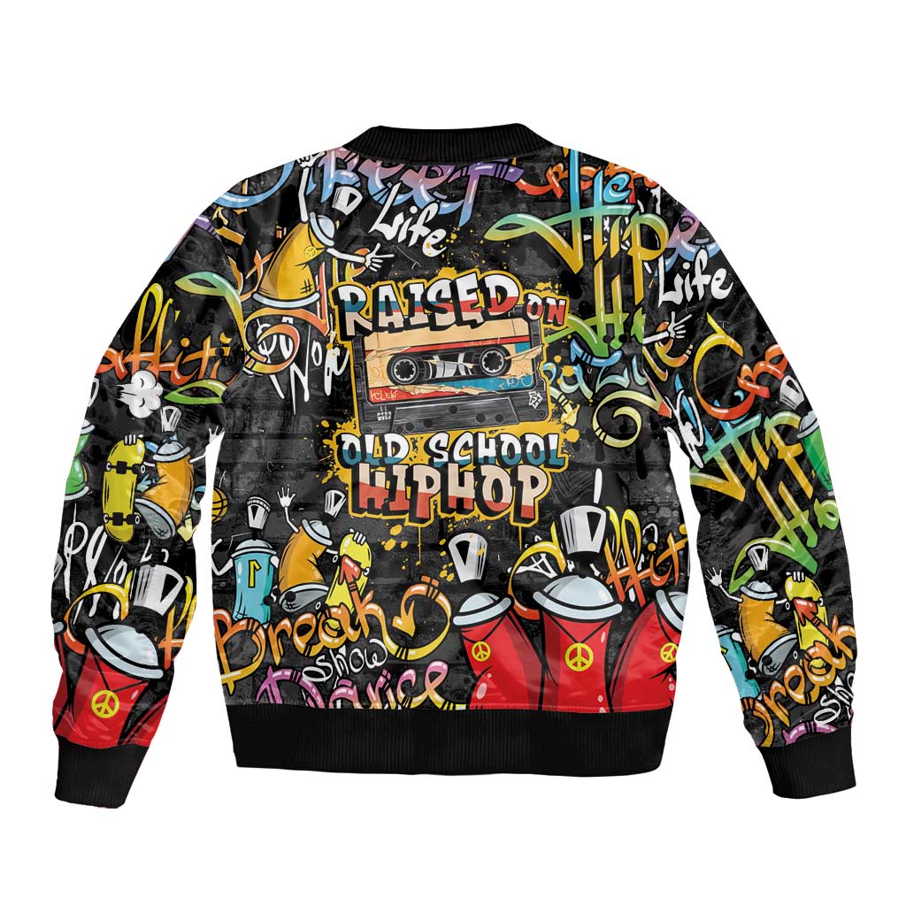 Raised On Hip Hop Bomber Jacket Graffiti Art Style - Wonder Print Shop