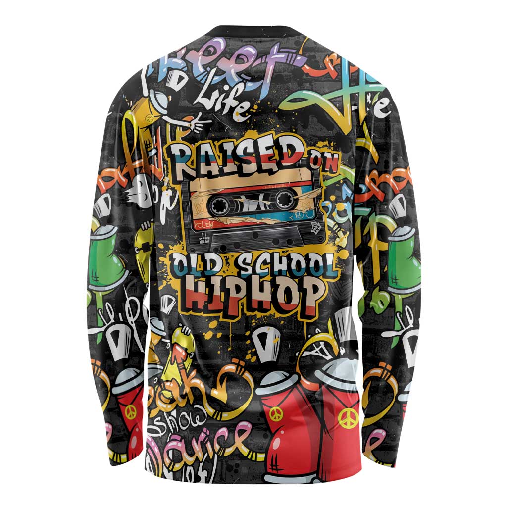 Raised On Hip Hop Long Sleeve Shirt Graffiti Art Style - Wonder Print Shop