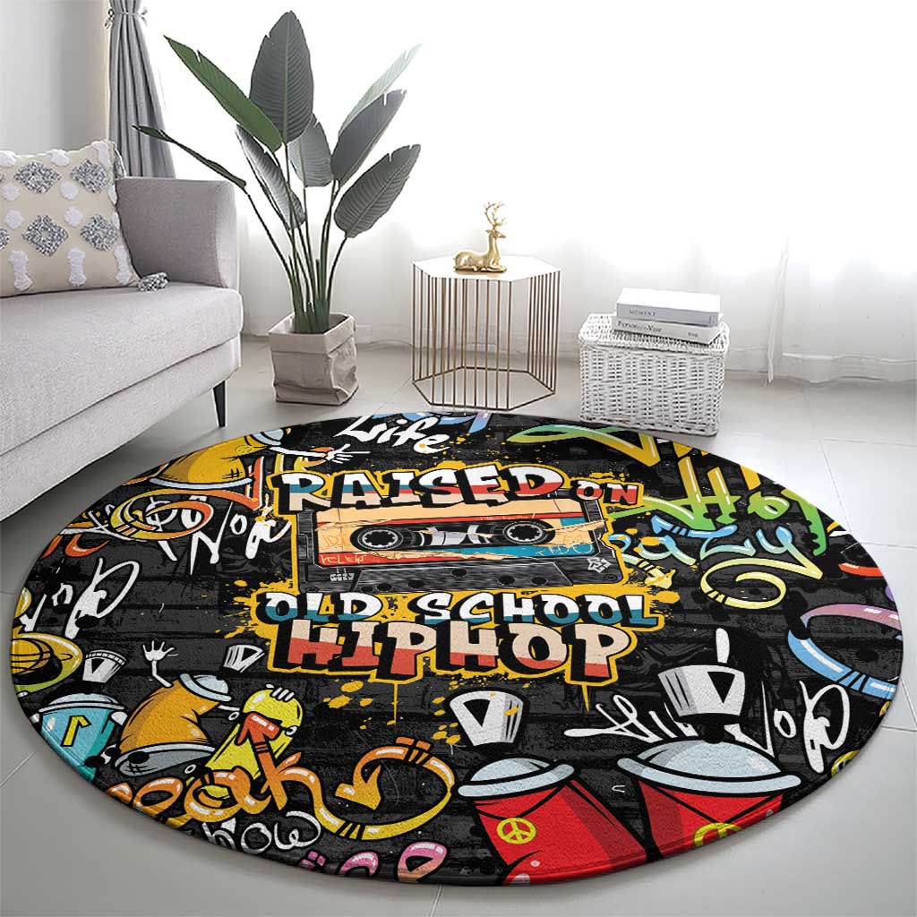 Raised On Hip Hop Round Carpet Graffiti Art Style - Wonder Print Shop