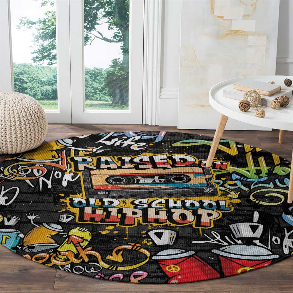 Raised On Hip Hop Round Carpet Graffiti Art Style - Wonder Print Shop