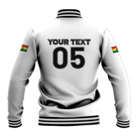 Custom Ghana Football 2026 Baseball Jacket Black Stars Never Fall White Version