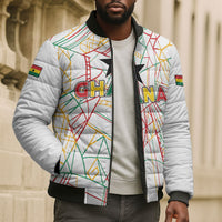 Custom Ghana Football 2026 Bomber Puffer Jacket Black Stars Never Fall White Version
