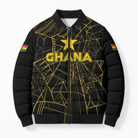 Custom Ghana Football 2026 Bomber Puffer Jacket Black Stars Never Fall Black Version