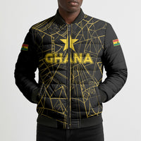 Custom Ghana Football 2026 Bomber Puffer Jacket Black Stars Never Fall Black Version