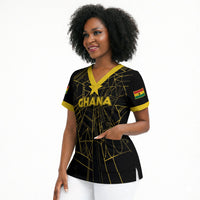 Custom Ghana Football 2026 Scrub Top Black Stars Never Fall Black Version