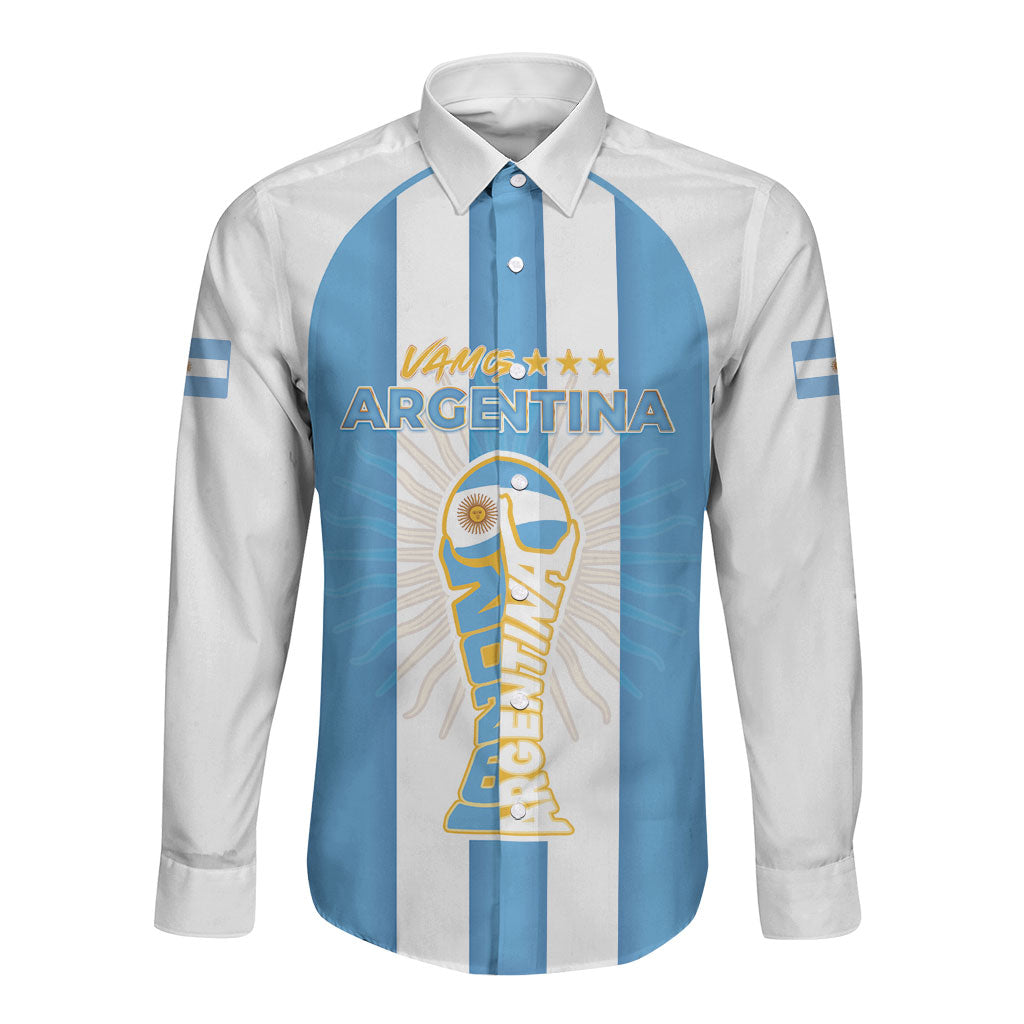Custom World Football 2026 Argentina Long Sleeve Button Shirt Vamos La Albiceleste