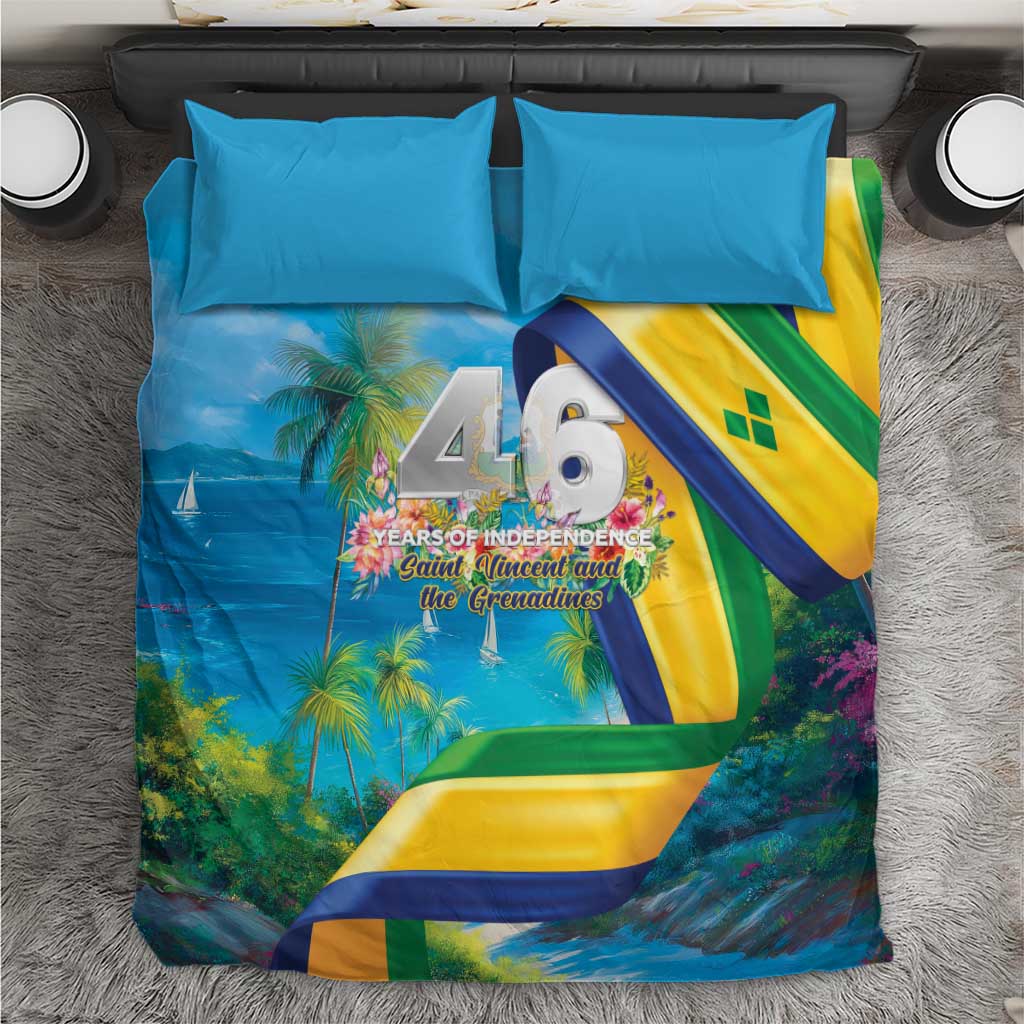 Saint Vincent And The Grenadines Bedding Set 46 Years Of Independence - Wonder Print Shop
