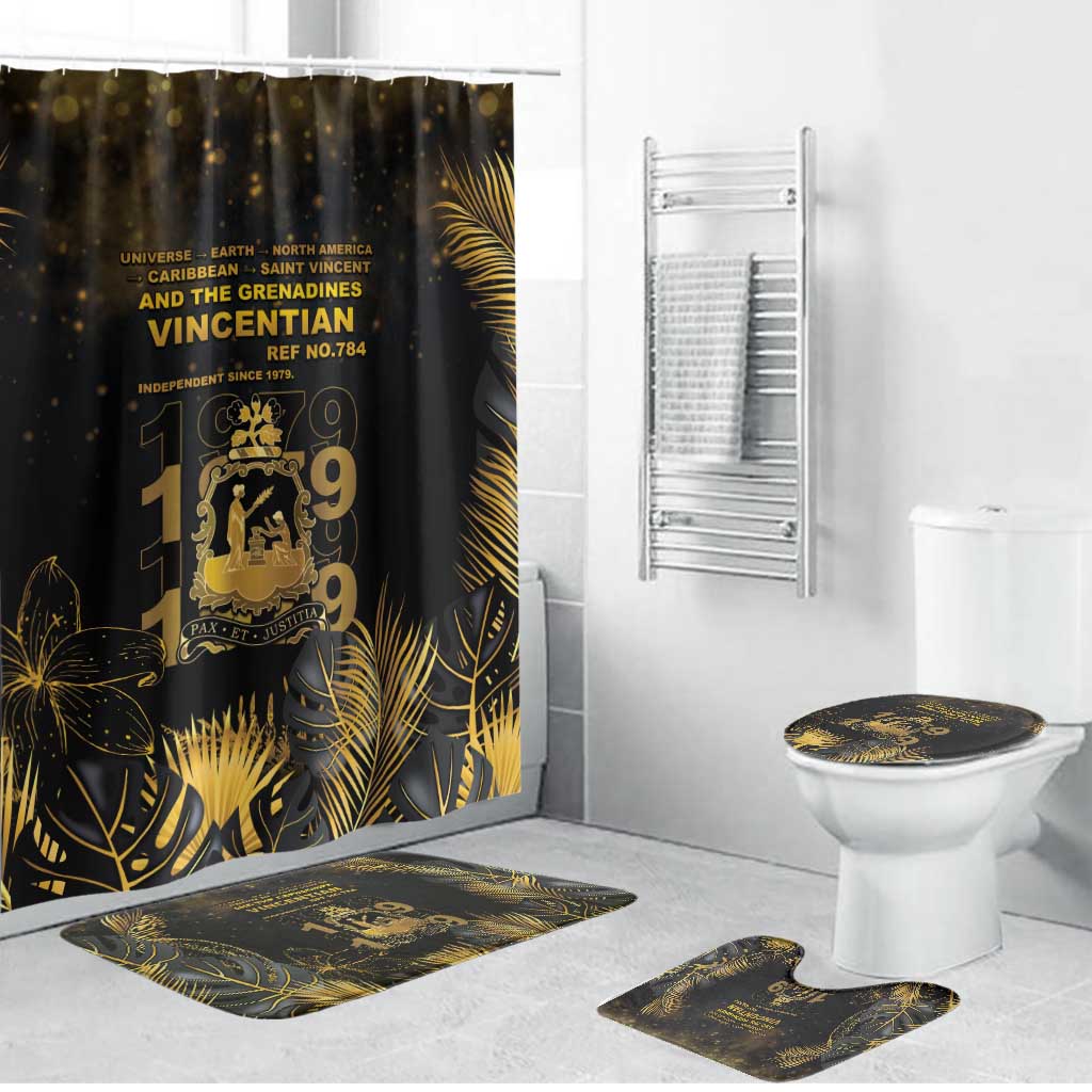 Saint Vincent And The Grenadines 1979 Bathroom Set Gold Tropical Leaves And Coat Of Arms - Wonder Print Shop