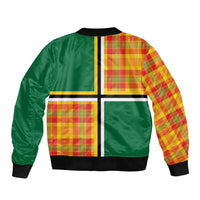 Dominica Creole Day Bomber Jacket Coat Of Arms Madras Plaid Pattern